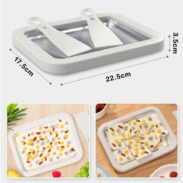 YOPOTIKA Ice Cream Rolle Maker Pan Instant DIY Ice Cream Roller Plate with 2 Spatulas for Making Frozen Yogurt Softserve Instant Cold Plate at Ho