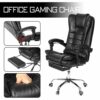 SDFGH Office Executive Massage Chair Adjustable Rotating Lifting PU Leather Computer Gaming Chair Reclining Armchair with Footrest