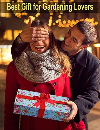 Gardening Gifts For Women, TOYPOPOR 6Pcs Garden Tools Set with Floral Print, included Trowel Fork Scissors 2 Candles and Gloves, Mother's day Bir