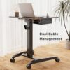 JOY worker Height Adjustable Rolling Laptop Desk with Shelf,Mobile Standing Desk,Pneumatic Mobile Laptop Table with Wheels for Couch Home Office