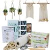 suo long Macrame Diy Plant Hanger Kit Macrame Cord 4mm Kit for Macrame Beginners with Wooden Rings Wooden Beads Large Hole Macrame Metal Rings Ma