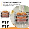 Savieva Stackable Air Fryer Rack, Stainless Steel 3-Layer Dehydrator Racks with 6pcs Silicone Feet for 4.8-6.6L Ninja Dual Air Fryer, Oven, Micro