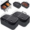 2Pcs Silicone Pot Double Air Fryer Liners Basket, Rack Accessories for Ninjas Dual Air Fryer, Oven, and Microwave