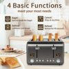 SEEDEEM 4 Slice Toaster, Stainless Steel Bread Toaster with LCD Display, 7 Shade Settings, Extra Wide Slots with Cancel/Bagel/Defrost/Reheat Func