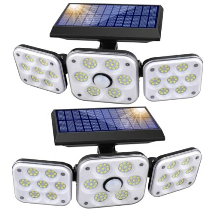 SMY Lighting Solar Security Lights Outdoor Motion Sensor, 3 Adjustable Heads Solar Flood Lights,138 LED Solar Motion Lights,270°Wide Angle, IP65