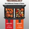 Air Fryer with 2 Baskets 7.6L, JOYAMI Dual Basket AirFryer with Sync-Finish Function, Nonstick and Dishwasher Safe, 6-in-1 Airfryer for Air Fry,