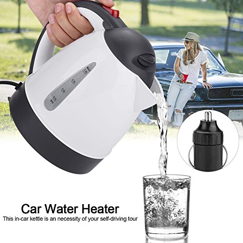 Raguso Portable Stainless Steel 1000ml 24V Travel Car Truck Kettle Fast Hot Water Heater Bottle for Tea Coffee Making Fast Warmer for Home Party