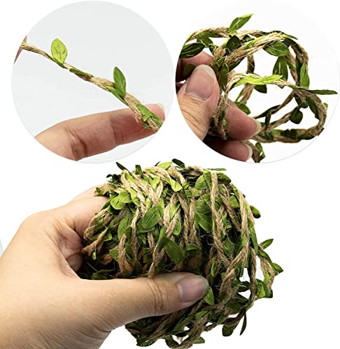 Green Leaves Jute, Leaf Ribbon, Natural Jute Twine String 5m Wedding Party Favor Home Garden Decoration Jute Twine Leaf Rope