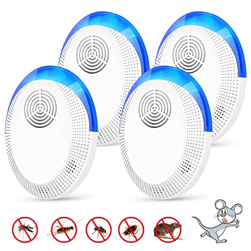 Indoor Ultrasonic Repellent Indoor Pest Controller, , 4Pack Mouse Mosquito Cockroach Insect Repellent, Suitable for Room Indoor Outdoor Warehouse