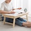 N/A Pine Wood Folding Laptop Desk Portable Lap Table For Study And Reading Home Lazy Bed Desk Home Furniture