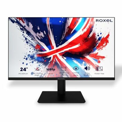 Roxel RM-24F 24 Inch IPS Monitor Borderless Design Computer Monitor, FULL HD 1080P, 75Hz, HDMI+VGA, 99% sRGB 5ms Response Eye Care Flicker Free L