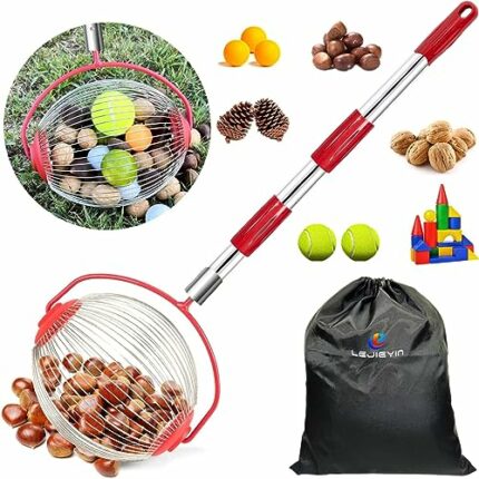 Medium Nut Gatherer Rolling Nut Harvester Ball Picker Adjustable Lightweight Outdoor Manual Tools Picker Collector Walnuts Pecans Golf Nerf Darts