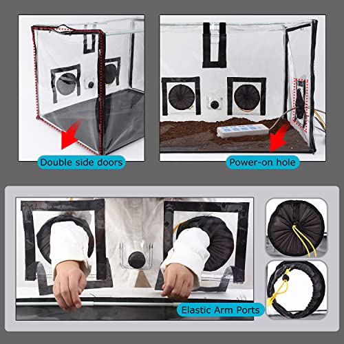 MCCKLE Large Still Air Box Mushroom Mycology Fume Hood Propagation StationsGrow Kit Mushroom Grow Bags (31.5 * 20.5 * 20.5inch) Monotub Kit Mushr