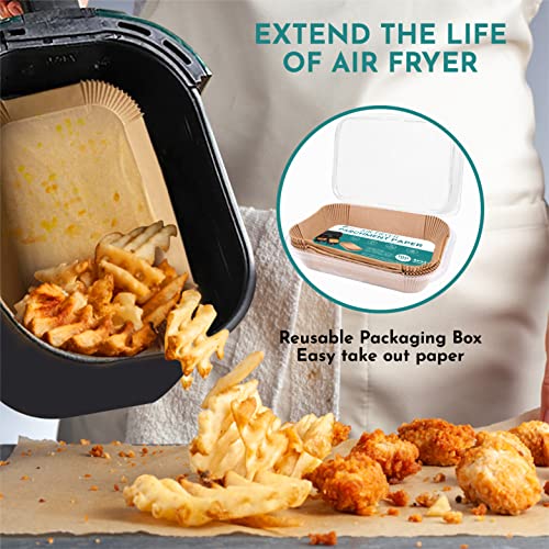 Santiago Design® | 100pcs Air Fryer Liners for Ninja Dual Air Fryer | Premium Disposable Air Fryer Parchment Paper Liners, Oil-Proof, Compatible