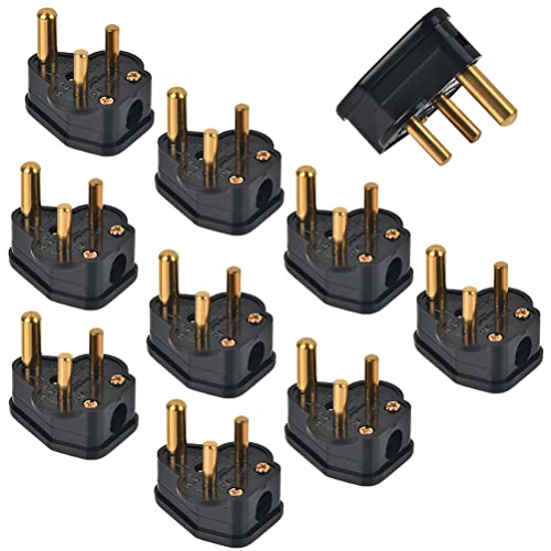FOROREH 10Pcs 5A Pin Plugs, 3-Pin Mains Plug Adaptor, White 3 Pin Lighting Plugs for Stage Lighting Lamp, Flood Lights, Spotlights, Landscape Lig