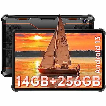 OUKITEL RT5 Rugged Tablet 10000mAh, 14GB(8+6) RAM+256GB ROM Tablet 10.1 Inch Android 13, 33W Fast Charge Dual SIM Tablets 4G,16MP Dual Camera, 19