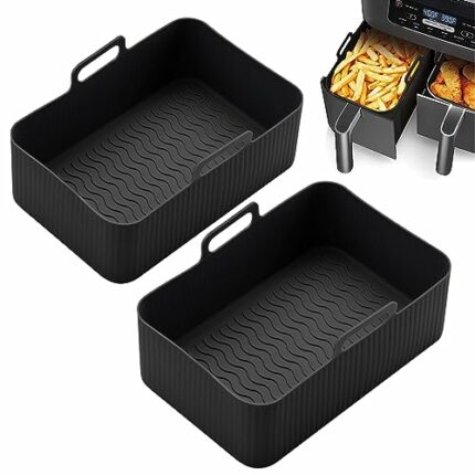 Airfryer Silicone Liners for Ninja Dual Air Fryer - BENIFILE 2 Pack Reusable Air Fryer Liners Compatible with Ninja Air Fryer Accessories Dual Zo