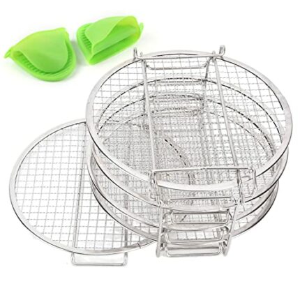 Dehydrator Rack for Air Fryer, 5 Racks Stainless Steel Air Fryer Rack with Anti Scalding Gloves Stackable Air Fryer Accessories for Dry Corn Swee