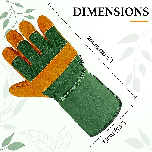 DIY Doctor - 1x Pair Unisex Leather Heavy Duty Gardening Gloves for Men and Women - Leather Work Gloves - Large Warm Thorn Proof Garden Gloves fo