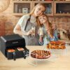 2Pcs Air Fryer Rack, 304 Stainless Steel Grilling Rack with 4 Barbecue Sticks, Air Fryer Rack for Double Basket Air Fryers Accessories