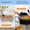 Square Air Fryer Rack Set by Magla. Compatible with COSORI 5.5L, Instant Vortex Plus 8.5 L, Tefal 6.5L Air Fryer etc. Including 4 Feet for Extend