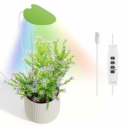 Diivoo Plant Grow Light, LED Growing Light Full Spectrum for Indoor Plants, Height Adjustable Growing Lamp with Auto On/Off Timer 4/8/12/18H, 10