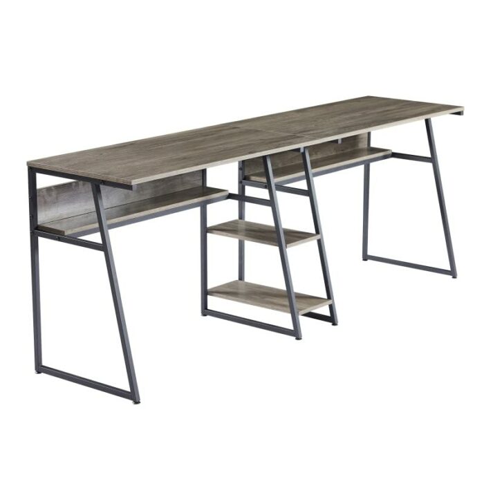 N/A Office Duo Desk Antique Writing Desk Workstation With Open Shelves And Storage Shelves (Color : A)
