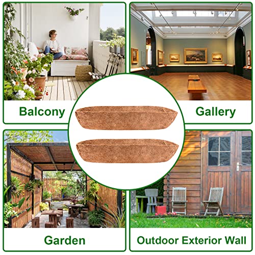 FORMIZON Wall-mounted Coco Liner Trough, 2 Pcs 36 Inch Hanging Basket Coco Liner, Outdoor Planter Liners, Natural Plant Fibres Liner, Coconut Fib