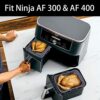2022 Upgraded 2PCS Foldable Silicone Air Fryer Liner for Ninja Air Fryer Dual Large 【Ninja UK300/400】Air Fryer Liner Reusable, Ninja Dual Air Fry