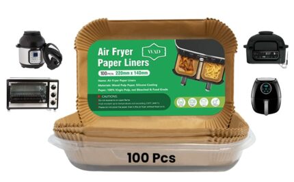 WAD 100pcs Air Fryer Liners Disposable for Ninja Dual Air Fryer, 8.7inch Rectangle Parchment Paper Liners, Air Fryer Accessories, Oil Resistant,
