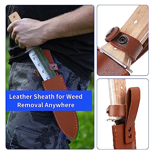FLORA GUARD Professional Hori Hori Garden Knife with Leather Sheath, Stainless Steel Blade, Sharpening Stone Included, for Weeding, Digging, Prun