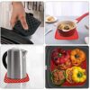 4 Pcs Reusable Air Fryer Liners, AIFUDA 8.5 inch Square Silicone Mats for Air Fryer Baking Steaming Cooking (Red+Black)