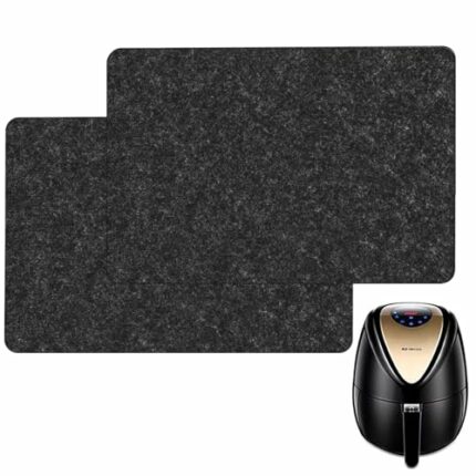 Jetisva 2pcs Heat Resistant Mat for Air Fryer Square 44 * 30cm,Felt and Silicone Heat Proof Mat with Appliance Sliders,Kitchen Worktop Protector