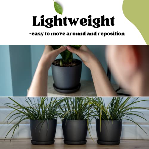 ORTEN Plant Pot Indoor Plastic Flower Pots for All House Plants, Herbs, Cactus, Orchid, Succulents Matt Colours, Set of 3 (Ø 12cm (4.72 in), Matt