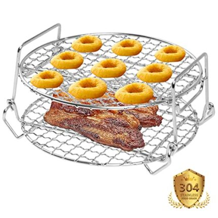 Air Fryer Rack for Tower,SHUOMAO 304 Stainless Steel Double Layer Dehydrator Grill Rack Air Fryer Accessories for Tower T17021,T17024,T17076 4.3L