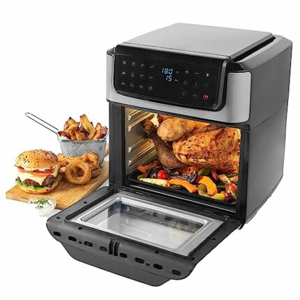 Salter EK5604 Digital Air Fryer – XL 12L Mini Oven, Healthy Air Fry/Roast/Rotisserie/Toast/Bake, 3 Racks Included, No Preheating Needed, 12 Prese