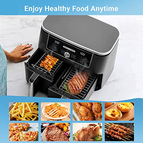 Covlongyu 2Pcs Air Fryer Rack Compatible with fit Most 3.7Qt-4.2Qt /AF300UK/AF400UK Air Fryer,Layered Dehydrator Racks Skewer Rack 304 Stainless