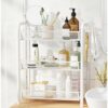 Rolling Cart, No Screw Metal Utility Cart with Locking Wheels and 4 Side Hooks, Serving Cart for Classroom Office Home Bedroom Bathroom,4
