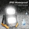T-SUNUS 60W Rechargeable LED Work Light 360° Rotation & 3 Modes Portable Floodlight Job Site Lights with Stand, USB Spotlight Waterproof Battery