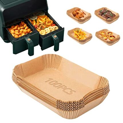 8.7inch Air Fryer Liners for Ninja, Compatible with Ninja AF300UK AF400UK, Salter and Other Dual Zone Air Fryer Air Fryer Accessories, Disposable