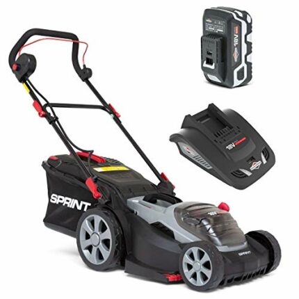 Sprint 18V Lithium-Ion 37cm Cordless Lawn Mower 370P18V, Powered by Briggs & Stratton, up to 520 m2, Including 1 x 5Ah Battery and Single Charger