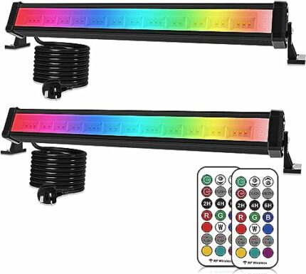 MEIHUA RGB Flood Lights Bar, 42W Led Wall Washer Light with 360° RF Remote Control, Colour Changing Stage Lights for Parties Birthday Disco Garde