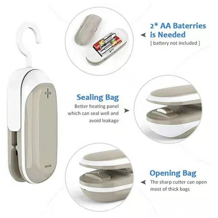 Quality You Like Mini Bag Sealer, Portable Heat Vacuum Sealers Plastic Sealer, 2 in 1 Heat Seal and Cutter Mini Food Sealer For Plastic Bags (Whi