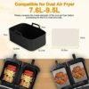 WOLAFOO 8pcs Air Fryer Accessories Silicone Air Fryer Liner for Ninja Dual AF300UK AF400Reusable Air Fryer Baskets & Air Fryer Rack & Paper Linin