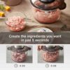 Bear 2L Food Processors 300W Electric Vegetable Chopper Glass Container with 4-304 Stainless Steel Knife for Meat, Smoothie, Onions, Fruit, Veget