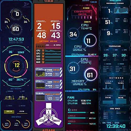 Bewinner 8.8 inch IPS USB Mini Screen, 1920x480 IPS LCD Screen for Aida64 PC CPU Monitor GPU Fan Speed Computer Temperature Memory Sub Display, 3