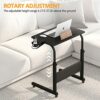 Klvied Standing Desk Adjustable Height, Stand Up Desk with Cup Holder, Portable Laptop Desk, Mobile Standing Desk, Small Computer Desk, Bedside T