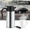 VOBOR Car Electric Kettle - 750ml 12V Stainless Steel Car Electric Kettle with Sealed Rubber Band Car Heating Cup Travel Kettle for Hot Water, Co