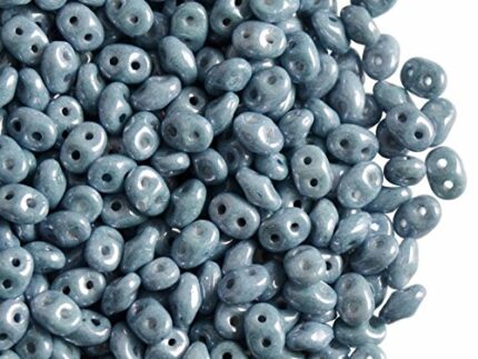 20 Grams (0,71 Ounces) am Czech Two-Hole Seed Beads SuperDuo 2.5x5mm Chalk Blue Lustre