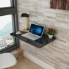 SKOAJAS Workspace Organizer Folding Table, Wall-Mounted Table Kitchen Wood Dining Tables Kitchen Multi-use Computer Laptop Desk Space Saving for